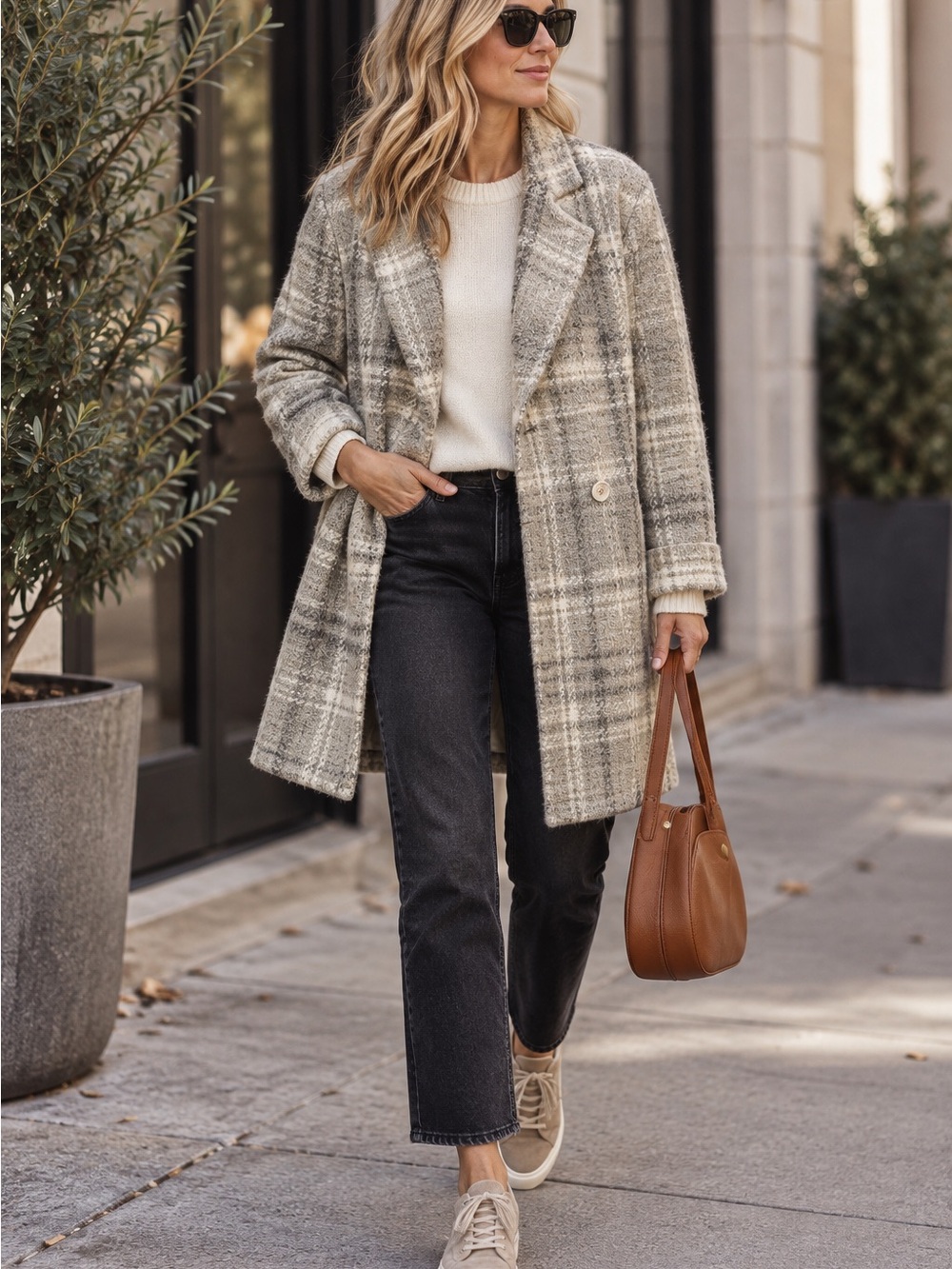 Reiss Wool blend check coat